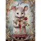 DUTCH LADY CHRISTMAS  GREETING CARD Holly Mouse